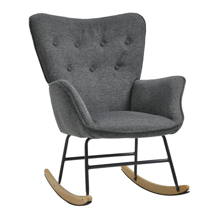 Grey 65cm Linen Upholstered Rocking Chair