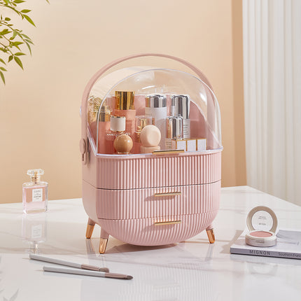 Elegant Makeup Storage Organizer Box with Drawers and Handle