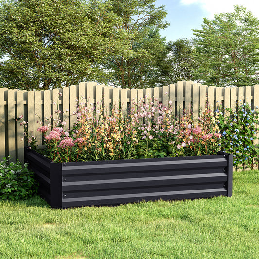 Charcoal Black 120cm W Galvanized Steel Raised Garden Bed Planter Box