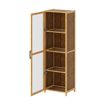 4-Tier Narrow Bookcase Storage Cabinet with Acrylic Door
