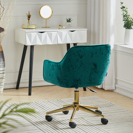 Velvet Upholstered Home Office Swivel Task Chair,Dark Green