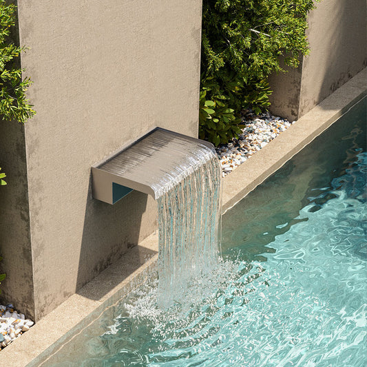 Silver 30cm Stainless Steel Waterfall Pool Fountain