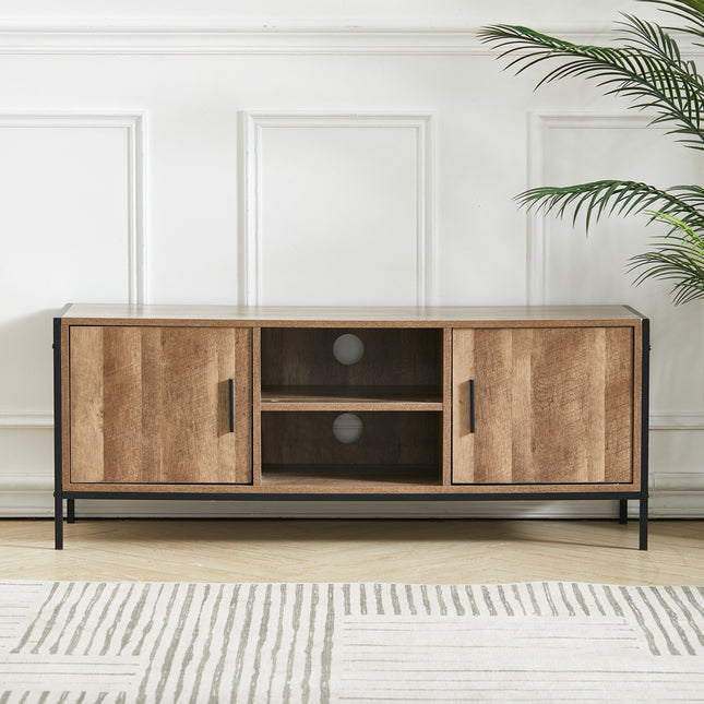 Brown Rustic Metal Frame TV Stand