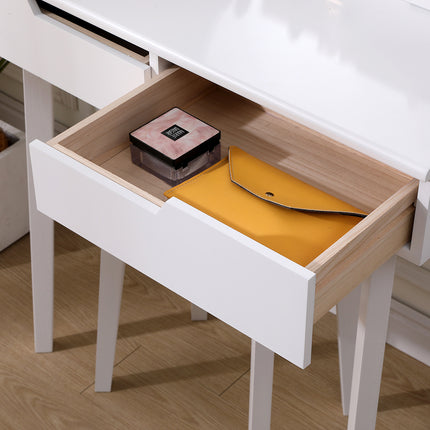 White 80cm Modern Makeup Dressing Desk Set with Lighted Mirror and Stool
