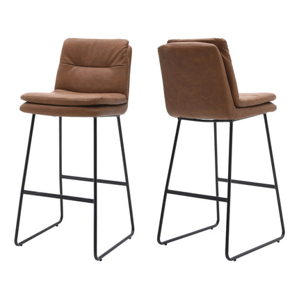 2Pcs Modern Faux Leather Breakfast Bar Stools,Brown 104cm H