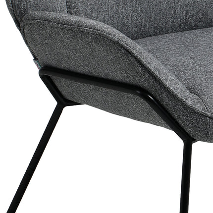 Grey 70cm Minimalist Linen Armchair with Black Iron legs