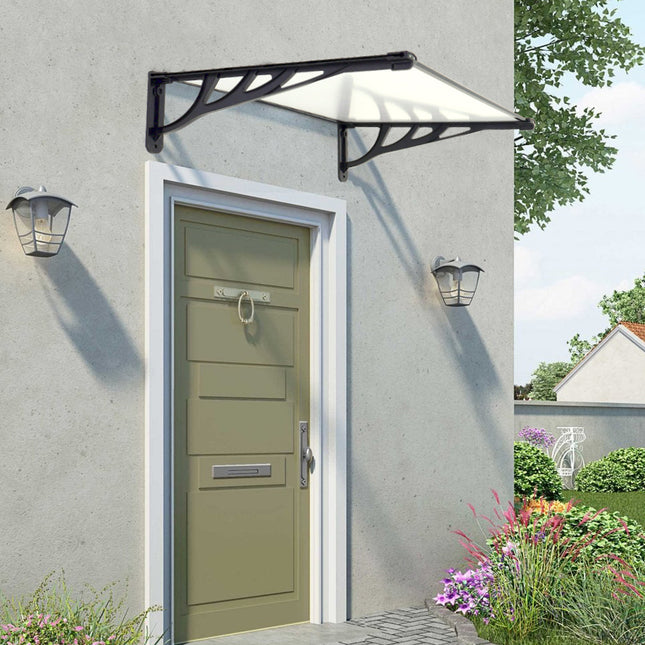 Black Straight Door Canopy Awning Shade Shelter, 120x90x28CM