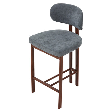 Set of 2 Chenille Upholstered Bar Stools