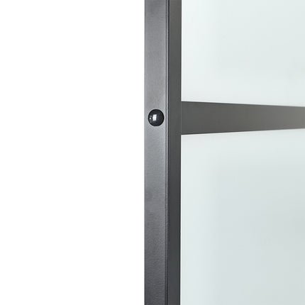 8 Frosted Glass Black Barn Door with Sliding Hardware Kit