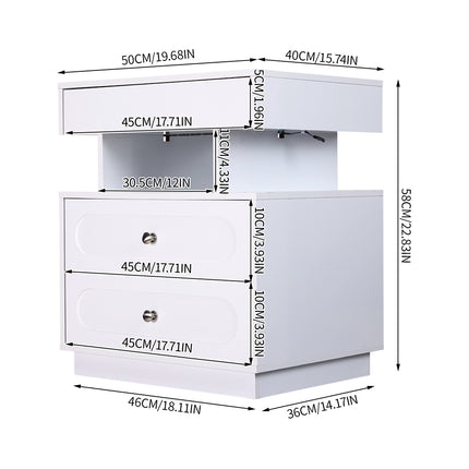 Modern 3-Drawer Bedside Table with RGB Lighting