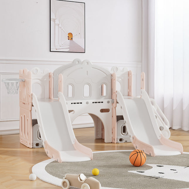 Pink Toddler Indoor Outdoor Toddler Two Slides Playset