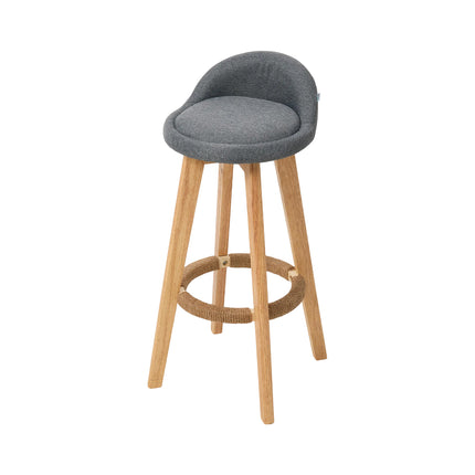 Set of 2 Bar Stools with Low Backrest and Footrest