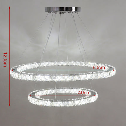 Modern 2-Tier Adjustable Crystal LED Pendant Light