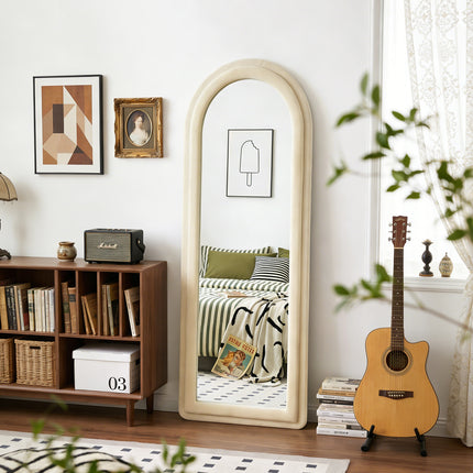 160cm Double Arched Full-Length Mirror with Safety Film & Velvet-Wrapped MDF Frame