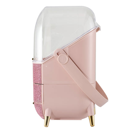 Countertop Portable Oval Makeup Storage Box with Transparent Cover