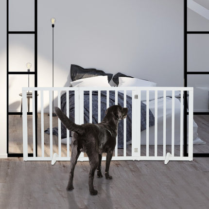 Foldable Wood Pet Free Standing Indoor Gate White 3 Panels