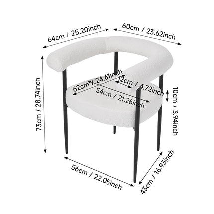Set of 2 Modern Dining Chairs with Black Metal Legs