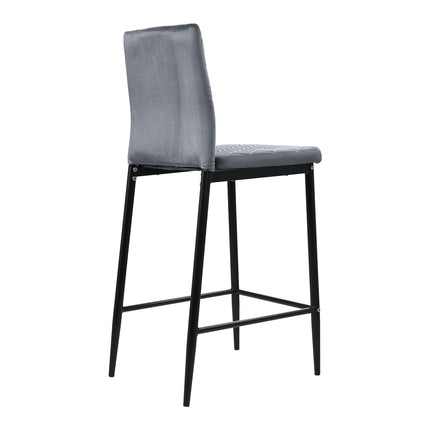 2PCS Velvet Upholstered Bar Stools with Backrest