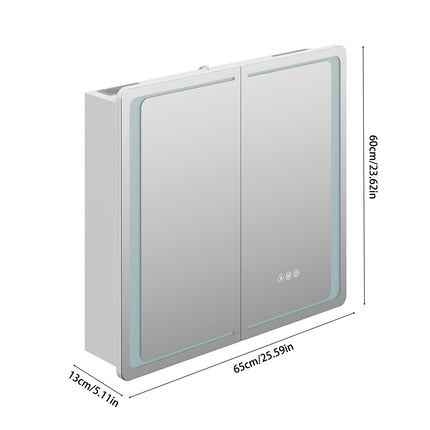 Double-Door Bathroom Mirror Cabinet with LED Lighting