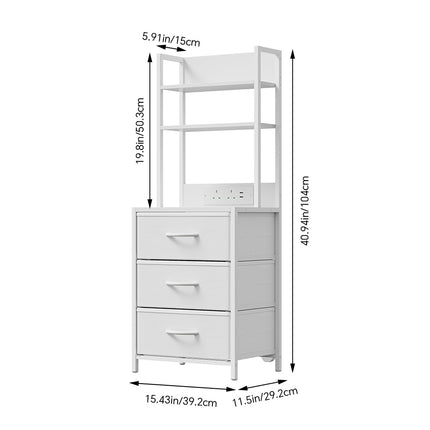 3-Drawer Nightstand with Charging Station & RGB Light Strip