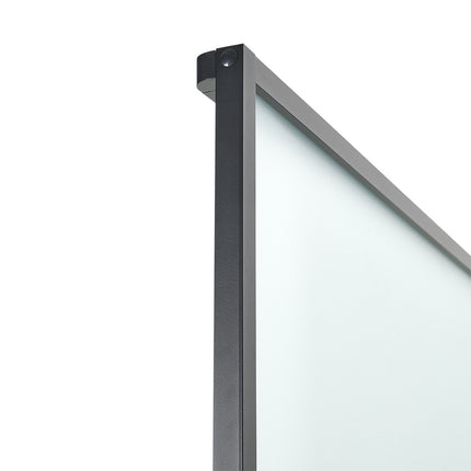 8 Frosted Glass Black Barn Door with Sliding Hardware Kit