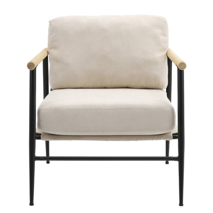 Linen Armchair with Thick Cushion