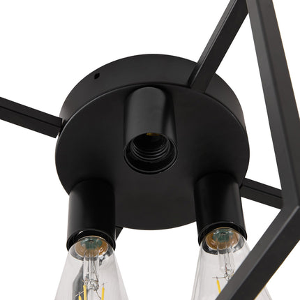 Black 3-Light Ceiling Light with E27 Bulb Base