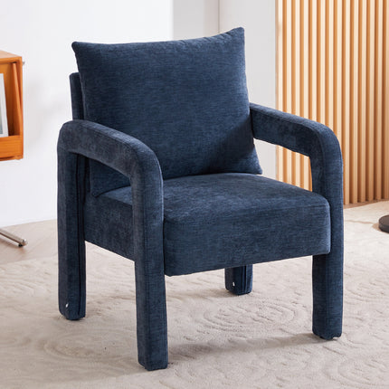 Chenille Upholstered Accent Chair with Lumbar Pillow
