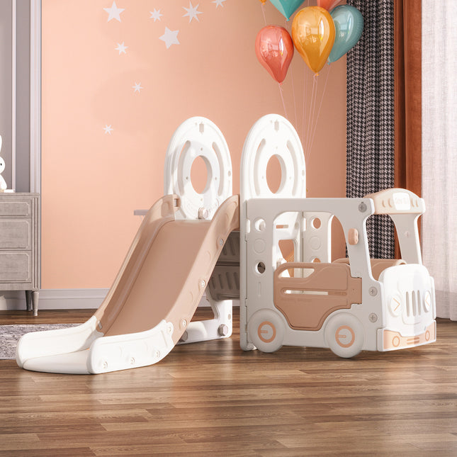 Kids Toddler Slide Climber Playset with Basketball Hoop