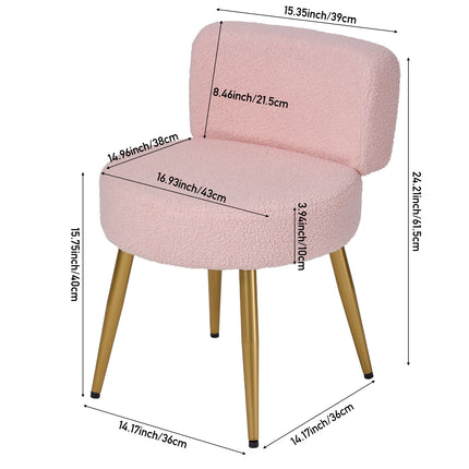 Teddy Fleece Upholstered Dressing Table Stool with Adjustable Feet