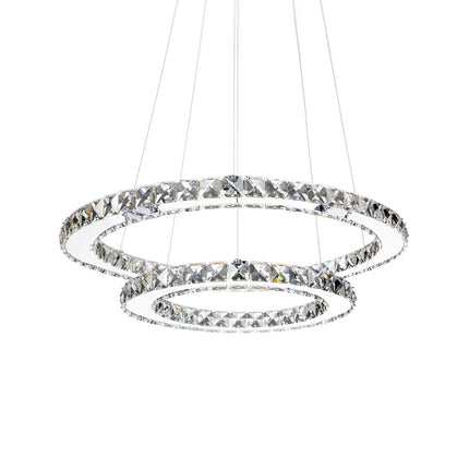 Modern 2-Tier Adjustable Crystal LED Pendant Light