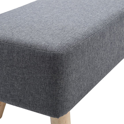 Rectangular Upholstered Linen Shoe Changing Bench with Rubberwood Legs