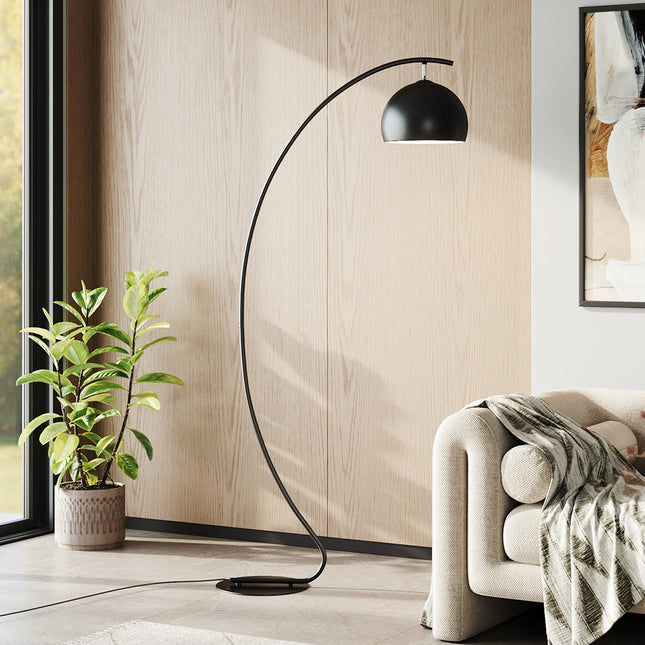 Modern Black 1-Light E27 Iron Lampshade Floor Lamp with Foot Switch