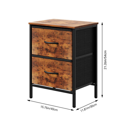Nightstand Bedside Table with 2 Fabric Storage Drawers