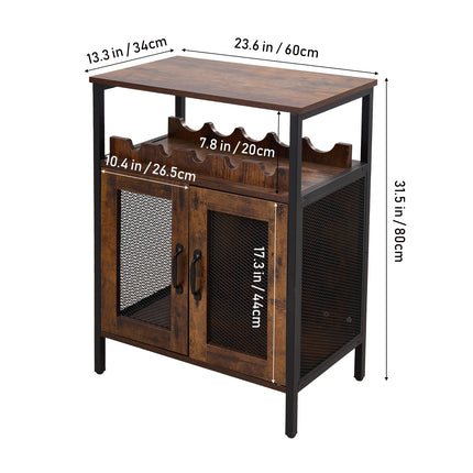 Wooden Wine Bar Cabinet with Wine Rack and Stemware Holders