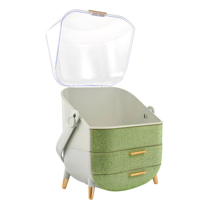 Countertop Portable Oval Makeup Storage Box with Transparent Cover