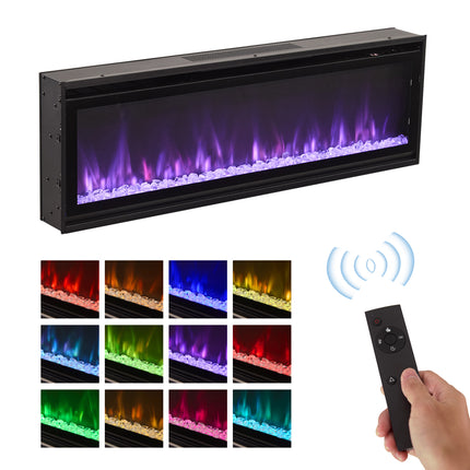 40-inch Wall Mounted Electric Fireplace with Remote Control