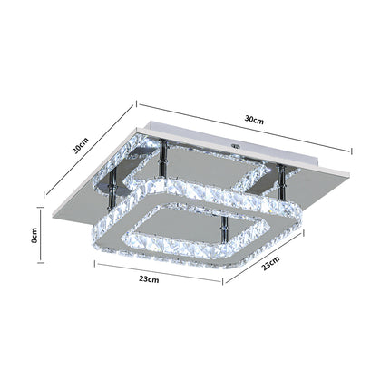 Modern Square Crystal Ceiling Light with Chrome Finish