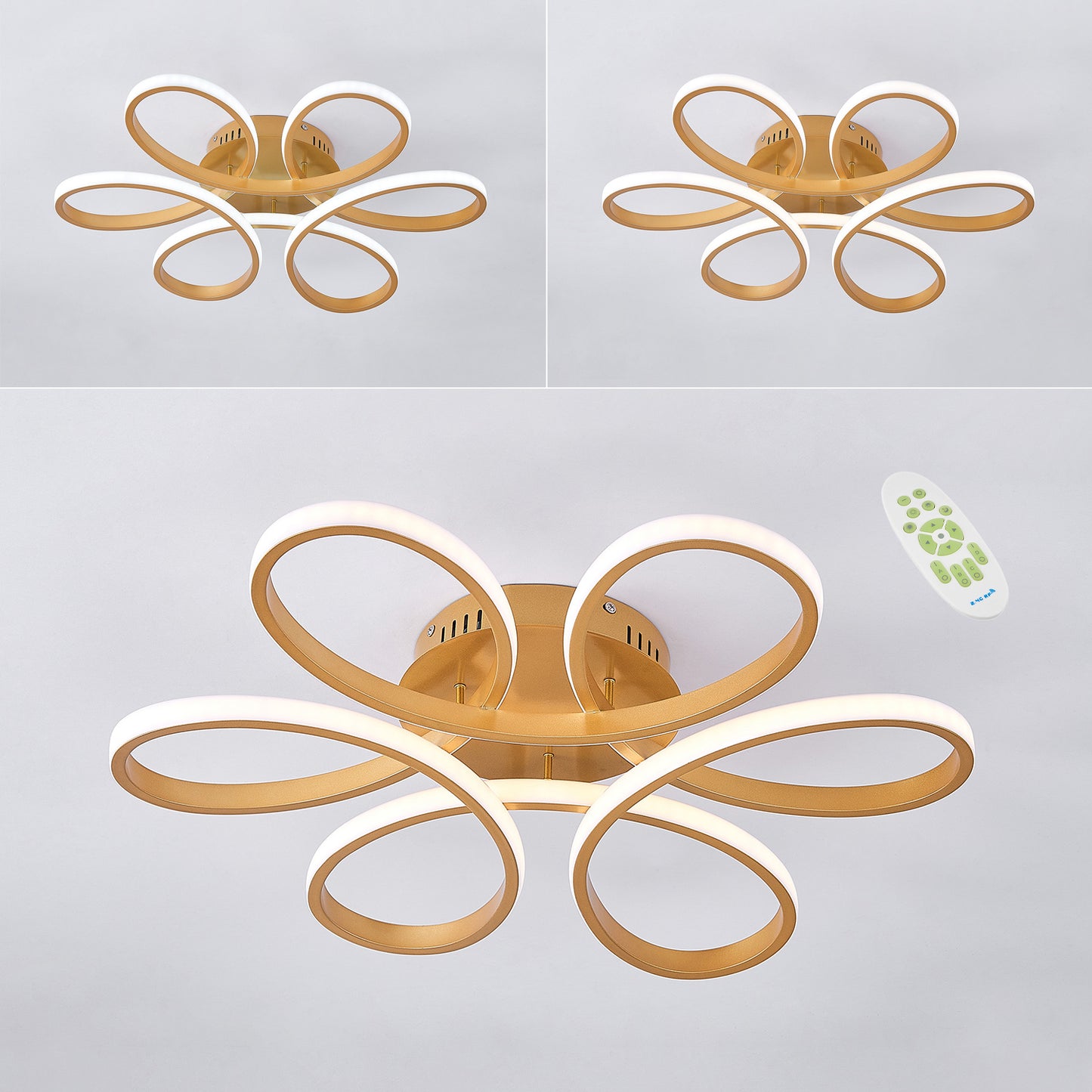 Modern Petal LED Chandelier Ceiling Light, Gold 74CM Dimmable