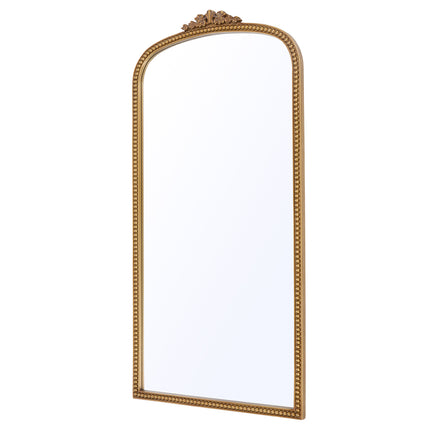 Gold Arched Decorative Vanity Mirror with Carved Frame