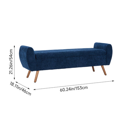 Chenille Upholstered Storage Bench