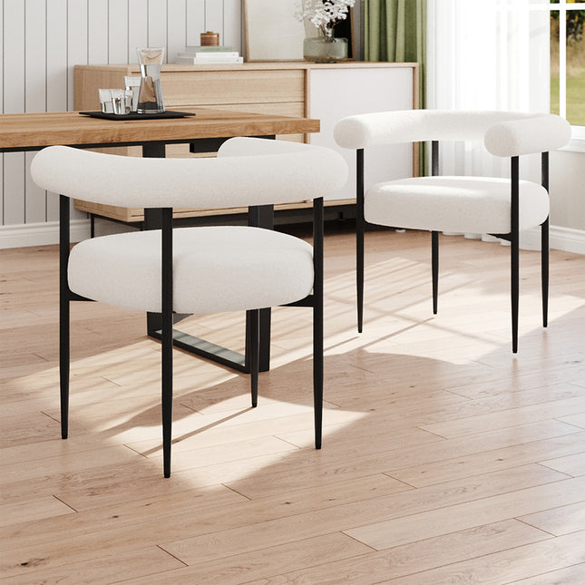 Set of 2 Modern Dining Chairs with Black Metal Legs