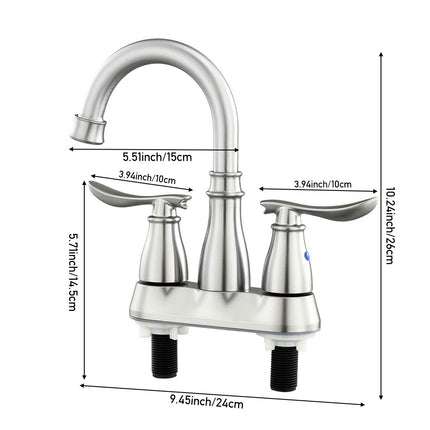 Double Handle Bathroom Sink Faucet with Drainer