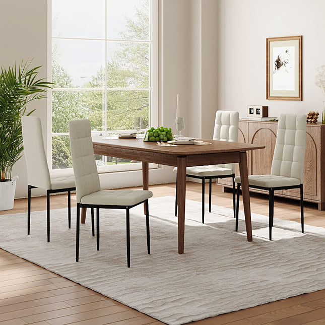 Set of 4 Linen Upholstered Dining Chairs