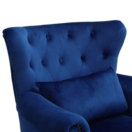 Luxurious Button Armchair with Cushion, Bule, Grey