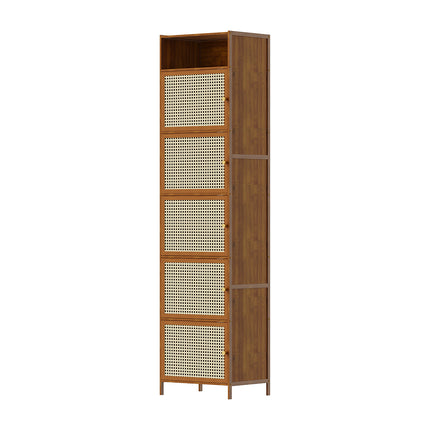 6-Tier Narrow Bookcase Storage Cabinet with Doors