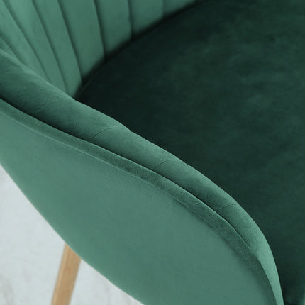 Set of 2 Velvet Dining Chairs with Pad Green
