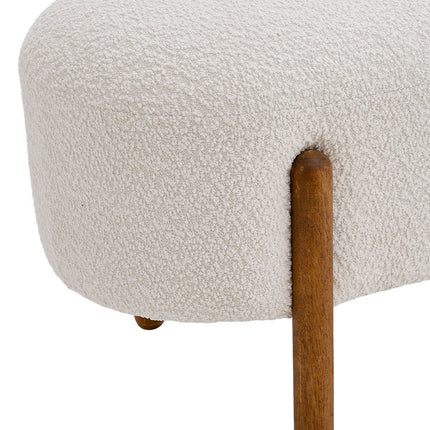 Contemporary Upholstered Bench with Wood legs Beige