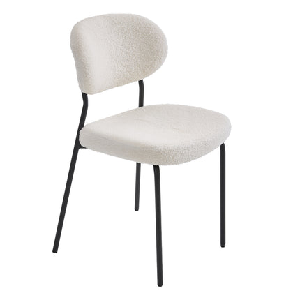 2Pcs Upholstered Dining Chair with Metal Frame