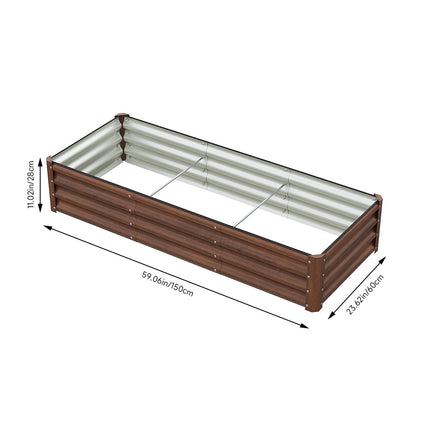 150cm x 60cm Rectangular Galvanized Steel Raised Garden Bed